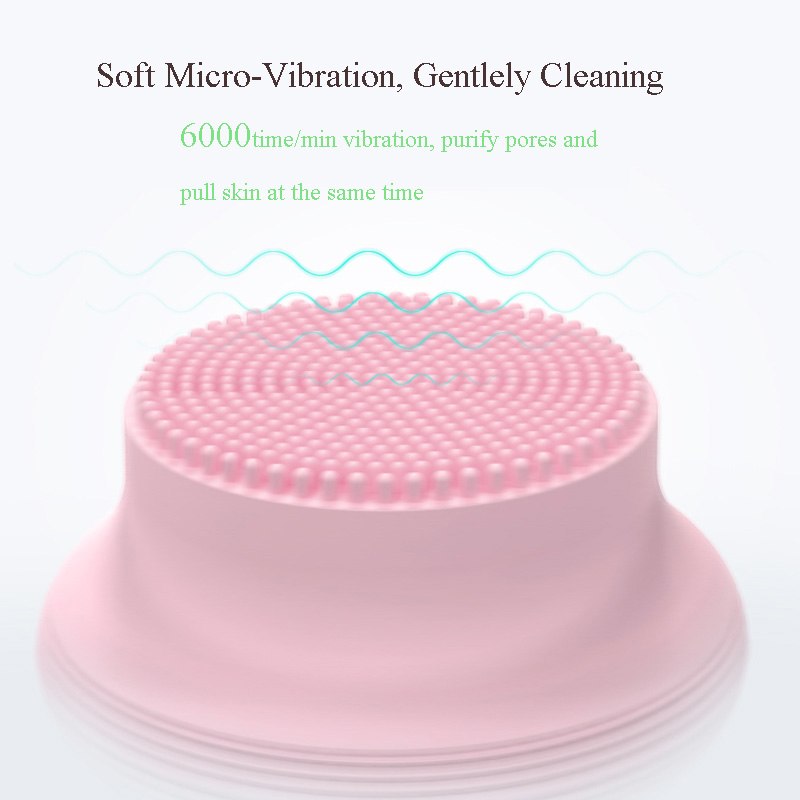 Pritech Electric Facial Cleansing Brush Mini USB Charging Silicone Face Cleanser Waterproof Ultrasonic Skin Scrubber